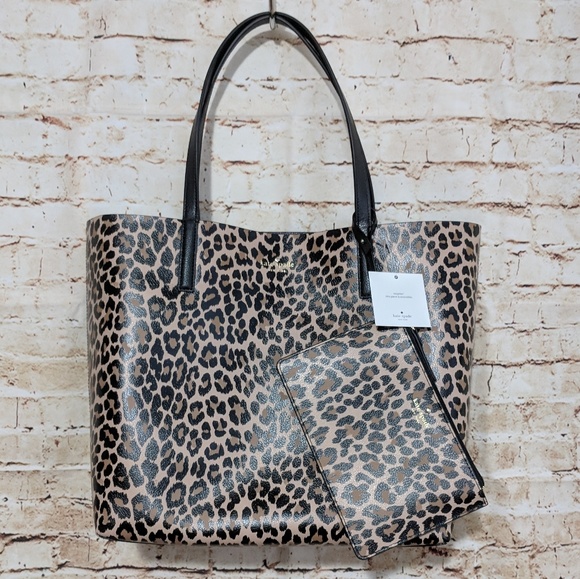 Kate Spade Leopard Arch Place Mya Reversible Tote - Picture 3 of 8